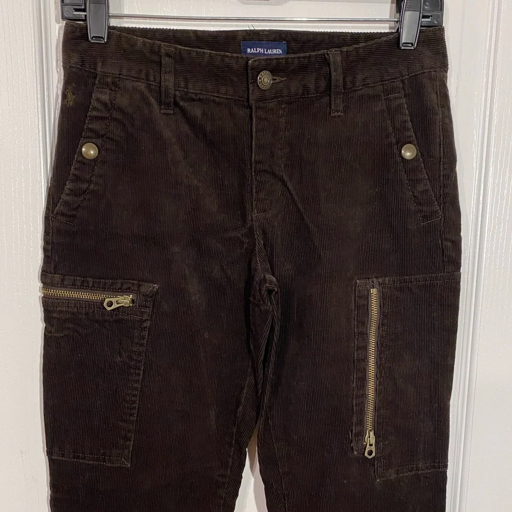 Ralph Lauren Corduroy Moto Zip Pants Brown Girl’s Size 16
